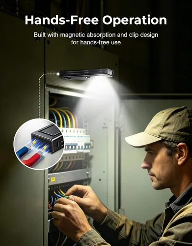 Vista 5 de Linterna de bolsillo EDC recargable de 1300 lúmenes, linterna LED magnética plana y con clip con foco 5 en 1/UV/haz rojo/reflector para campamento