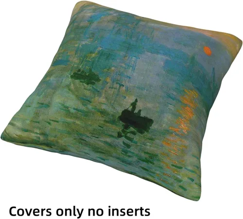 Vista 6 de Claude Monet - Juego de 4 fundas de almohada de pintura de 18 x 18 pulgadas, fundas de almohada cuadradas decorativas para sofá, auto