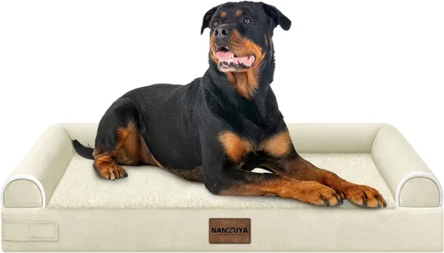 Vista 28 de NANUYA - Cama ortopédica para perros de tamaño mediano/grande, lavable: Camas con almohada para perros de tamaño mediano/grande, sofá de espuma