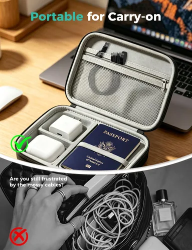 Vista 7 de Esenciales de viaje para Apple Watch, esenciales para acampar en cruceros, cable de carga múltiple, puertos de carga 3 en 2 para iWatch Series Negro
