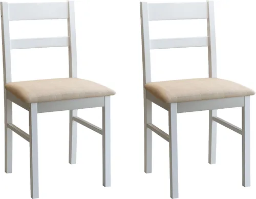 Vista 7 de Juego de 2 sillas de cocina de madera maciza para comedor, cocina y comedor, color blanco