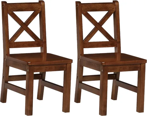 Vista 9 de eHemco - Silla de madera maciza para niños, natural, juego de 2 Parte trasera en X, madera de caucho