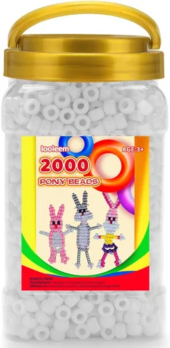 Vista 7 de IOOLEEM Cuentas de pony (2000 piezas, cuentas de pony negras), cuentas para hacer joyas, cuentas para manualidades, suministros para ensartar Negro