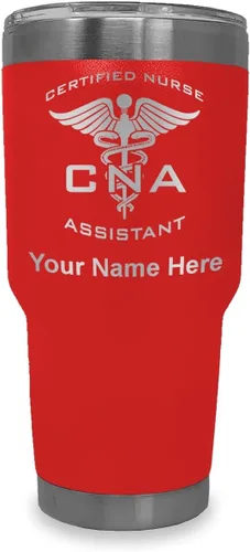 Vista 40 de LaserGram Vaso aislado al vacío de 20 onzas, asistente de enfermera certificada por CNA, grabado personalizado incluido (negro)