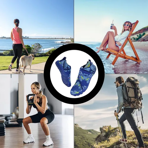 Vista 5 de Zapatos acuáticos transpirables de secado rápido para mujer y hombre, calcetines acuáticos para senderismo, natación, playa, surf, yoga