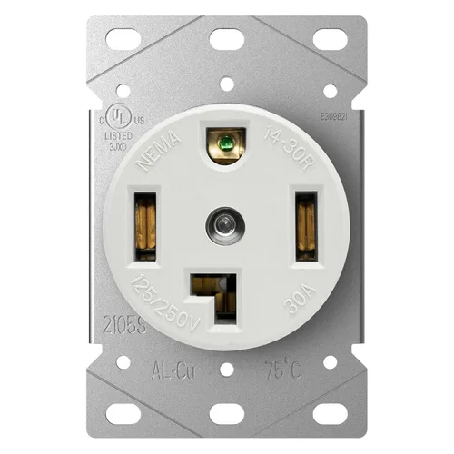 Vista 12 de AIDA Receptáculo para secadora de 30 amperios, 3 polos, 4 cables, 125/250 voltios, 14-30R, montaje empotrado, resistente, listado UL, paquete de 1