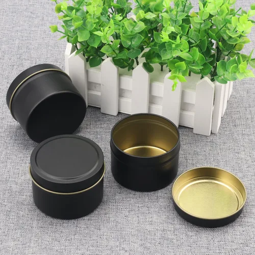 Vista 4 de Paquete de 24 latas de velas negras de 4 onzas, latas para hacer velas a granel, frascos de velas, recipientes para velas