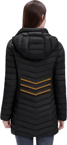 Vista 3 de ROYAL MATRIX Chaqueta acolchada plegable para mujer, ligera, cálida y acolchada con capucha desmontable