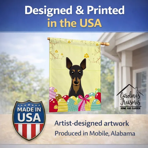Vista 487 de Caroline's Treasures BB1923GF Bandera decorativa para jardín con diseño de Border Collie, para caza de huevos de Pascua, para jardín, jardín, patio
