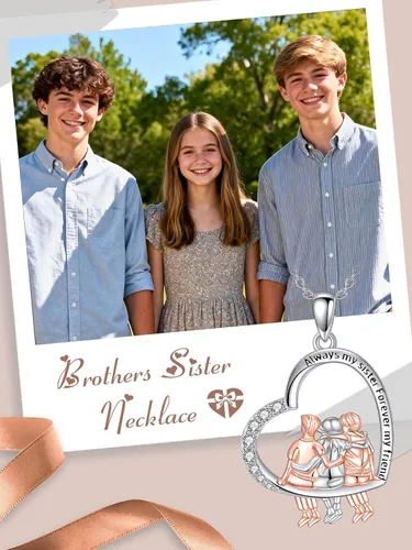 Vista 2 de WINNICACA Gifts for Sister from Brother/Sisters Sterling Silver 01-2 Collar para hermanos y hermanas