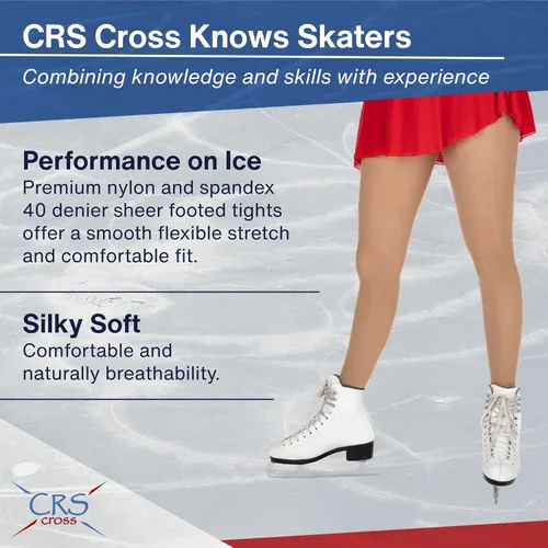 Vista 2 de CRS Cross Mallas de patinaje artístico - 2 pares con pies para competiciones, prácticas, patinaje sobre hielo o baile