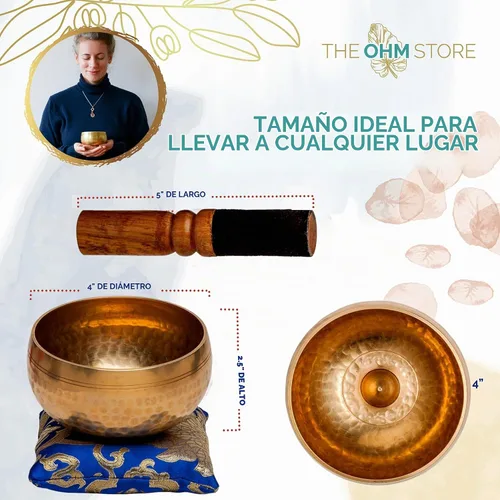 Vista 2 de Juego de cuencos tibetanos de Ohm Store — Cuenco de meditación Lingam martillado a mano — Yoga, equilibrio de chakras, atención plena, alivio