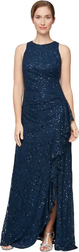 Vista 8 de Alex Evenings Women's Long Sleeveless Mother of the Bride Dress W/Cascade Ruffle & Front Slit (Petite and Regular Sizes)