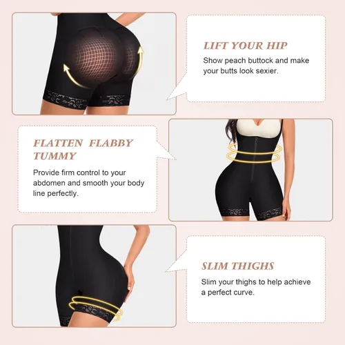 Vista 2 de FeelinGirl Faja moldeadora para mujer, control de abdomen, talla grande, para levantamiento de glúteos y faja adelgazante de muslos
