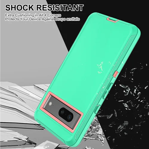 Vista 6 de Funda para Google Pixel 7A con 2 protectores de pantalla de vidrio templado, 3 en 1, protección resistente a prueba de golpes para Google Pixel 7A