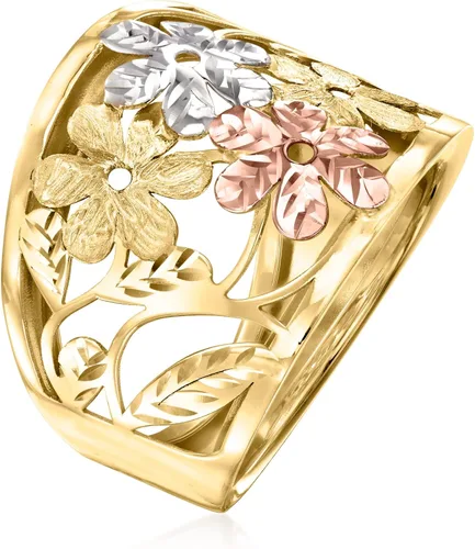 Vista 3 de Ross-Simons Italian 14kt Tri-Colored Gold Floral Ring