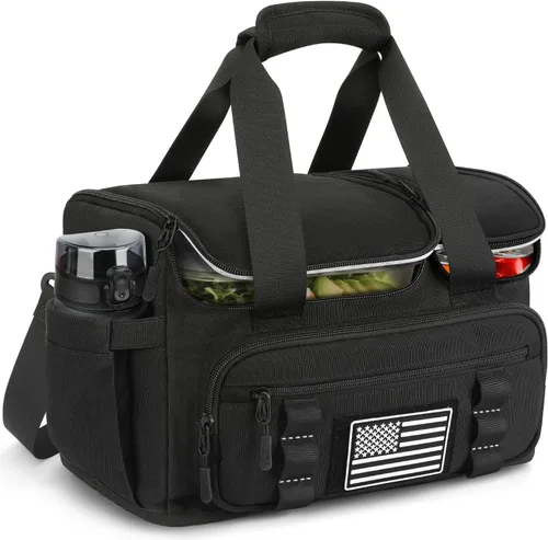 Vista 8 de Fiambrera para hombres y mujeres, bolsa de almuerzo aislada de 15 litros con compartimento caliente/frío