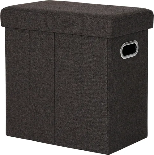 Vista 10 de COSYLAND Otomana con almacenamiento plegable de tela, reposapiés otomano para habitación, muebles plegables pequeños y altos con asas de tapa, 16.5