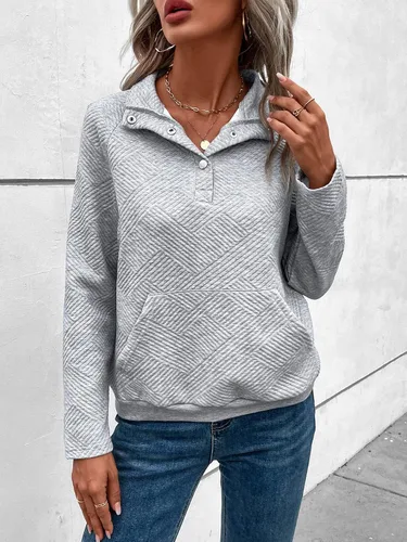 Vista 4 de GORGLITTER Sudadera de manga larga con cuello en V y botones para mujer, de punto acanalado, ropa de otoño
