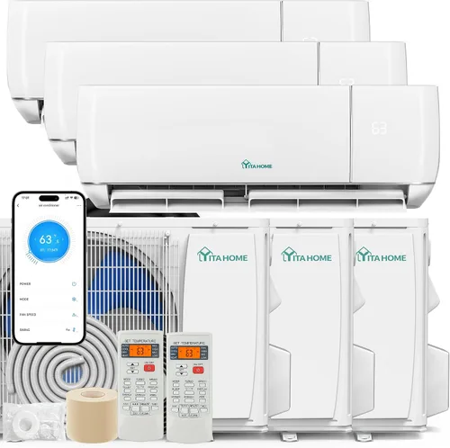 Vista 12 de YITAHOME 24000 BTU Mini Split AC/Heating System 20 SEER2 12000 BTU *2 Set