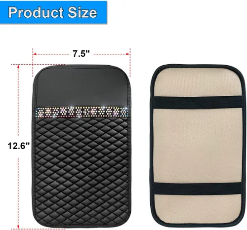 Vista 2 de Funda de Cuero Brillante para Consola Central de Automóvil, Protector de Consola Central de Automóvil con Diamantes de Imitación de Cristal