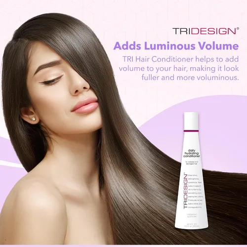 Vista 5 de TRIDESIGN Acondicionador hidratante para mujeres – Acondicionador extra hidratante y restaurador para cabello seco, dañado y teñido – Añade volumen