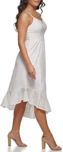 Vista 3 de GUESS Vestido asimétrico de algodón con ojales para mujer