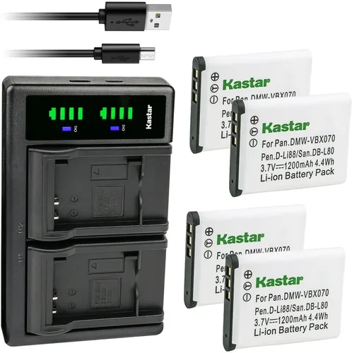 Vista 7 de Kastar Cargador de batería USB LTD2 compatible con batería Pentax D-LI88 DLI88, Pentax Optio H90, Optio P70, Optio P80, Optio W90, Optio WS80