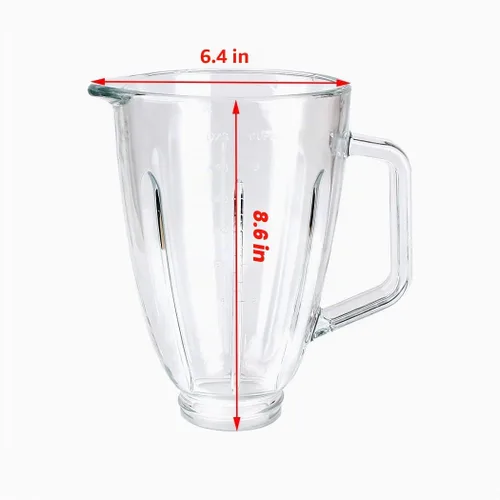 Vista 2 de Anbige Piezas de recambio Tarro redondo de vidrio con tapa, compatible con Hamilton Beach Blenders (6 tazas)