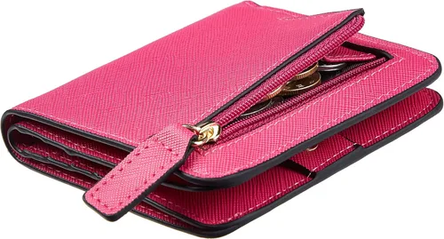 Vista 18 de Toughergun Cartera pequeña de cuero delgada para mujer con protección RFID, mini monedero bifold compacto con ventana de identificación transparente