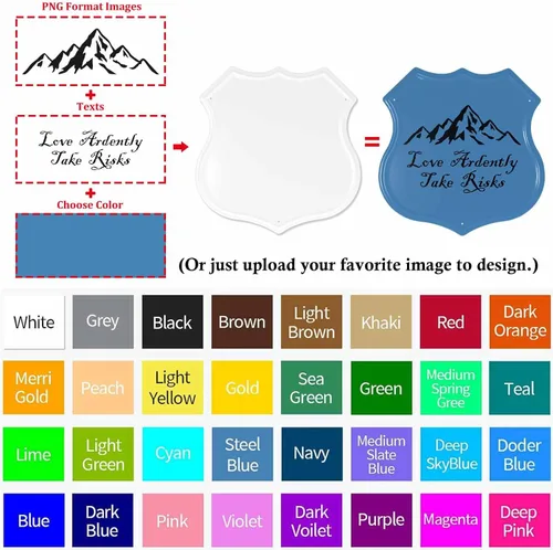 Vista 2 de HAOGEILI - Letreros de metal personalizados con forma de escudo, haz tu propio escudo personalizado con logotipo de texto fotográfico, letreros