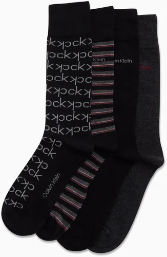 Vista 4 de Calvin Klein Calcetines de vestir para hombre - Calcetines estampados de mezcla de algodón (4 pares)