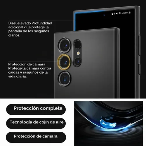 Vista 5 de Spigen Funda fina diseñada para Galaxy S24 Ultra (2024) [carcasa dura] [protección de grado militar] - negro