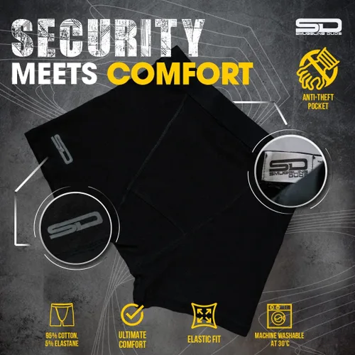 Vista 4 de Smuggling Duds Men's Boxer Brief Shorts - Pickpocket Proof Travel Secret Pocket Underwear