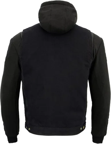 Vista 2 de Milwaukee Leather MDM3020 Chaleco de mezclilla negro 5 en 1 estilo club con capucha extraíble