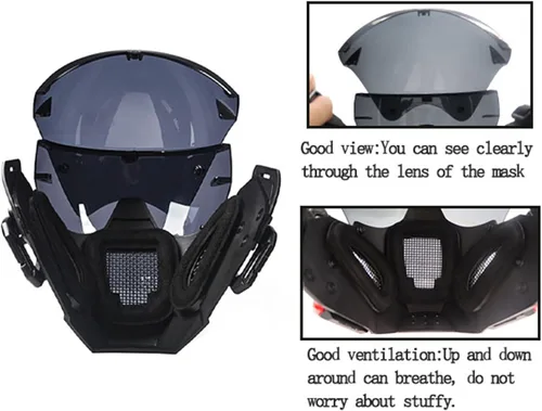Vista 3 de Máscara de casco punk para hombre, máscaras de Halloween, cosplay, gótico, futurista, máscara de tecnología, accesorios de fiesta de disfraces