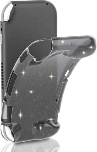 Vista 3 de ECHZOVE Funda de TPU con purpurina para Nintendo Switch Lite, funda protectora con purpurina para Nintendo Switch Lite-Negro