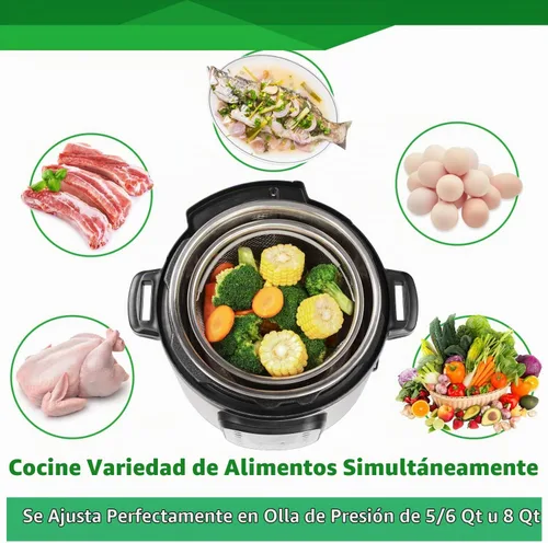 Vista 3 de AOZITA Cesta de vapor para accesorios de Instant Pot de 6 cuartos o 8 cuartos de galón - 2 niveles apilables de acero inoxidable 18/8 de malla