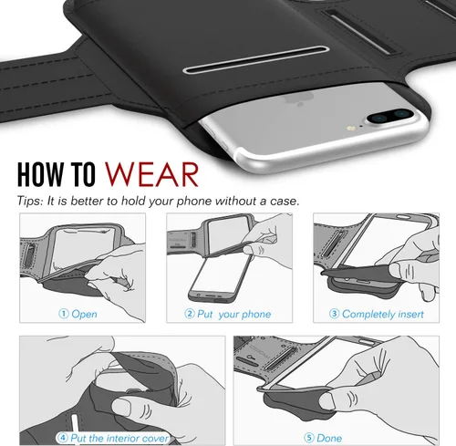 Vista 5 de MoKo banda deportiva protectora para iPhone 6/6s, Negro