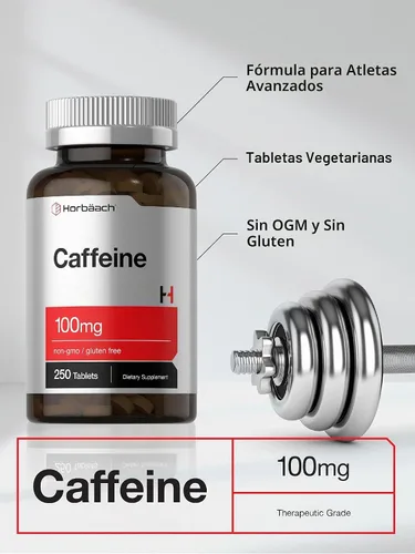 Vista 4 de Horbäach Píldoras de cafeína 100mg 250 Tabletas