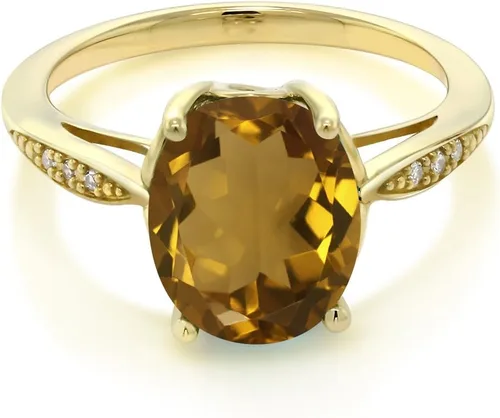 Vista 28 de Gem Stone King Anillo de compromiso de oro amarillo de 14 quilates de 2-3 quilates con piedra preciosa ovalada de 0.394 x 0.315 in y diamantes
