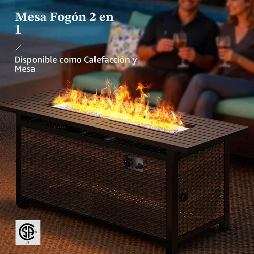 Vista 3 de HERA'S HOUSE - Juego de muebles para patio con mesa para fogata, muebles de mimbre para exteriores, sofá de conversación con asientos profundos