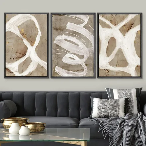 Vista 197 de SIGNWIN Lienzo enmarcado para pared, juego de arte pastel con cadena montañosa, bosque, niebla, naturaleza silvestre, ilustraciones modernas, arte