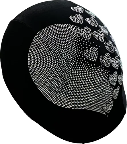 Vista 6 de Cubierta de casco de corazón de cristal, cubierta de casco de diamantes de imitación, casco elegante, cubierta de casco para jinete, paseos