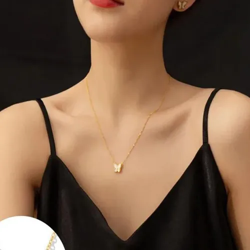 Vista 4 de Collar de mariposa con dije de gargantilla y dije delicado para mujer, joyería para regalos de cumpleaños