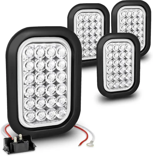 Vista 10 de TRUE MODS Kit de Luces Traseras LED Rectangulares Ámbar de 5x3 3x5 Pulgadas para Remolque [DOT FMVSS 108] [SAE I6 P P2] [Arandelas/Conectores]