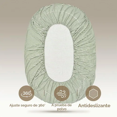 Vista 4 de JELLYMONI Sábana Bajera Ajustada 100% Algodón, Tamaño Queen, Verde Rayado, Extra Profunda 16”, Ultra Suave y Transpirable, Bolsillo Profundo 0901