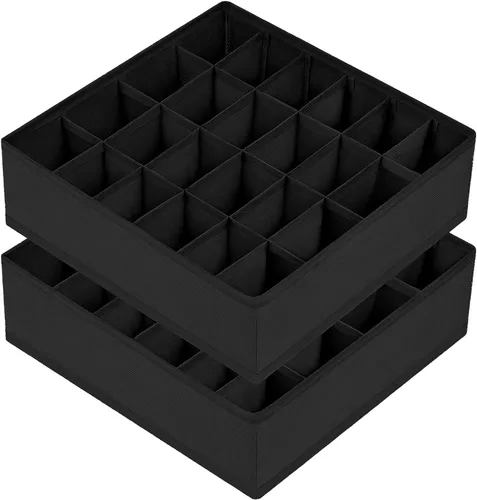 Vista 8 de Joyoldelf Organizador de cajones para calcetines, organizador de ropa interior, organizador de 16 celdas de tela, cajas de almacenamiento para Beige