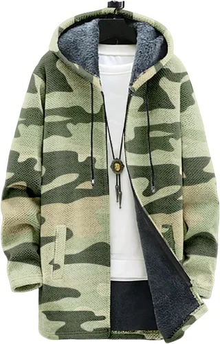 Vista 8 de BIVENANT Sudaderas con capucha con cremallera para hombre, cárdigan con capucha a rayas, sudaderas con capucha de camuflaje, abrigos de moda