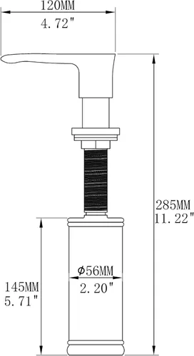 Vista 6 de Dispensador de jabón para fregadero de cocina, dispensador de fregadero integrado negro con cabezal de bomba de latón macizo, resistente a